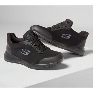 Skechers Women's 6 Black Squad Slip Resistant Work Shoes Casual Athletic LE2-3